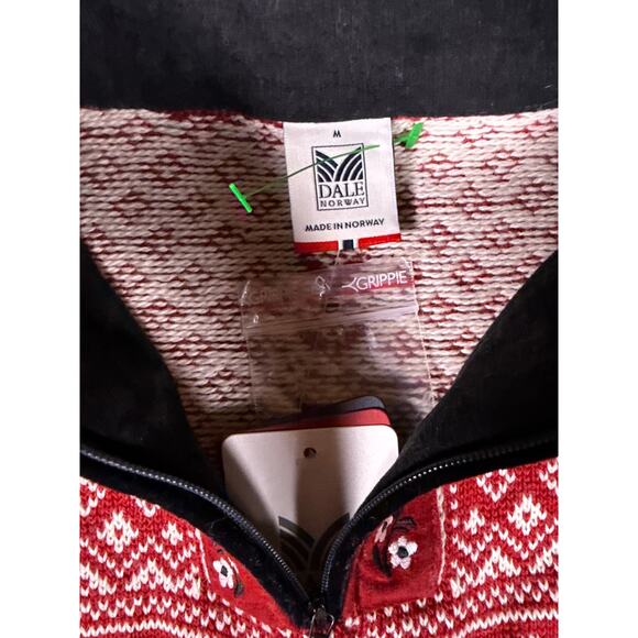 Dale of Norway Peace Knit Sweater Qtr Zip Womens Medium Red 100% New Wool - Picture 5 of 13